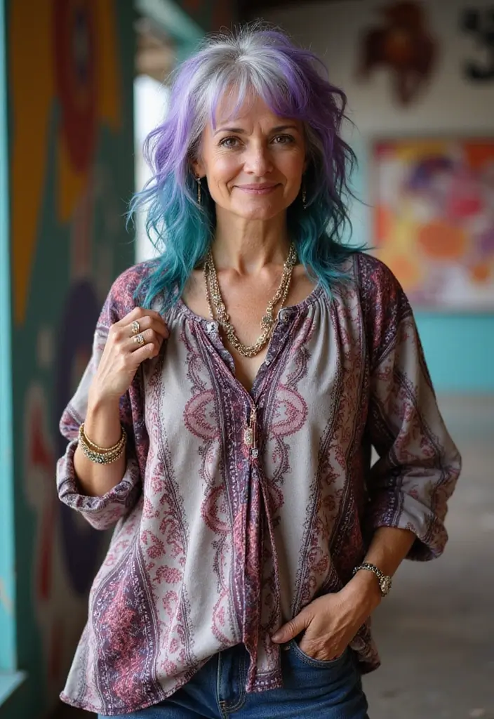27 Medium Shaggy Hairstyles for Over 60 That Shine - 24. Shaggy Tresses with Color