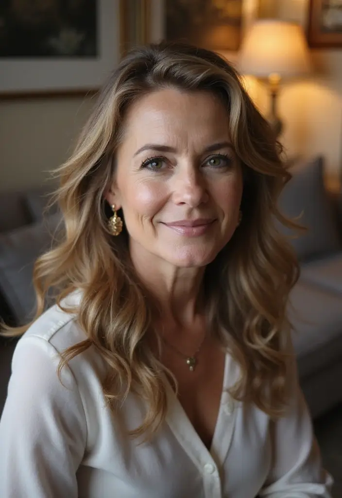 27 Medium Shaggy Hairstyles for Over 60 That Shine - 4. Soft Waves with Side Part