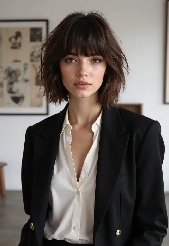 27 Shaggy Haircuts That Are Making a Comeback - 15. Blunt and Shaggy Combo