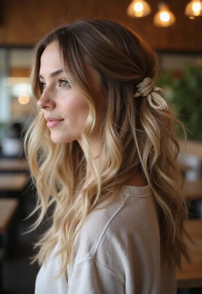 27 Shaggy Haircuts That Are Making a Comeback - 16. Shaggy Half-Up Hairstyle