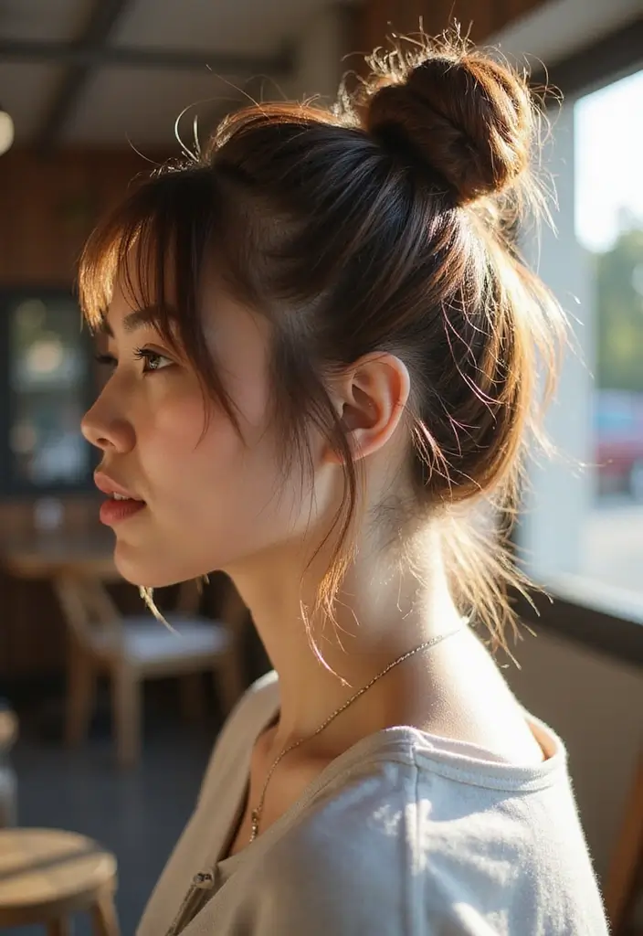 27 Short Hair Styles That Make a Statement - 20. Messy Bun with Short Hair