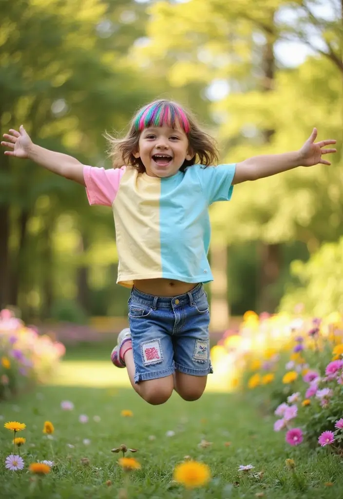 28 Adorable Hair Styles for Kids That Will Melt Your Heart - 28. Rainbow Highlights