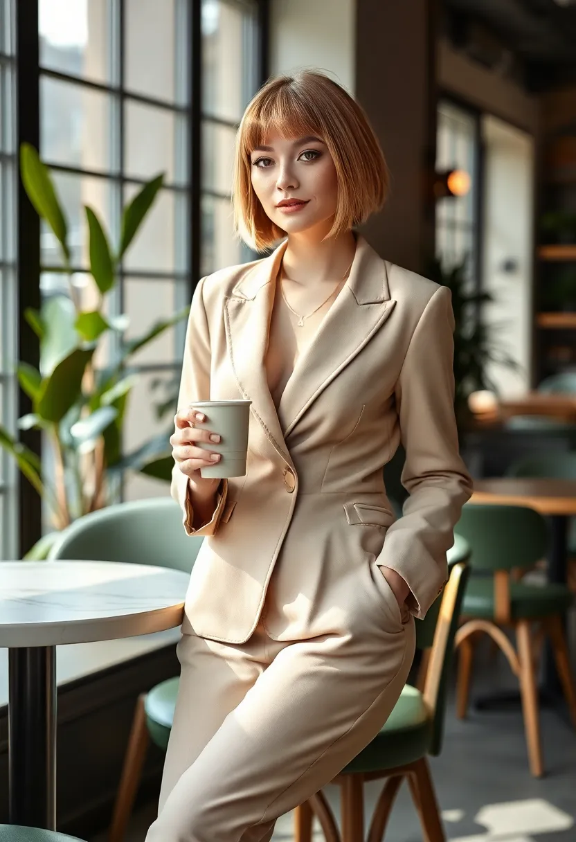 28 Bob with Curtain Bangs That Are Stylish - 10. Blunt Cut Bob with Feathered Bangs