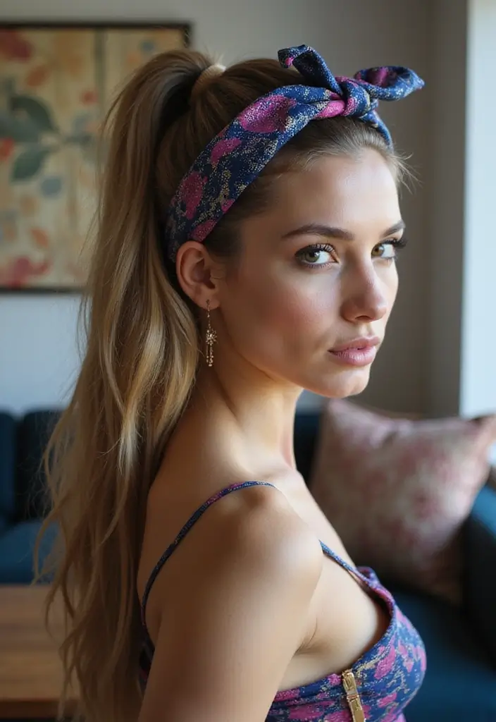 28 Chic Ponytail Ideas for Eco-Conscious Fashionistas - 20. Chic Ponytail with a Headband