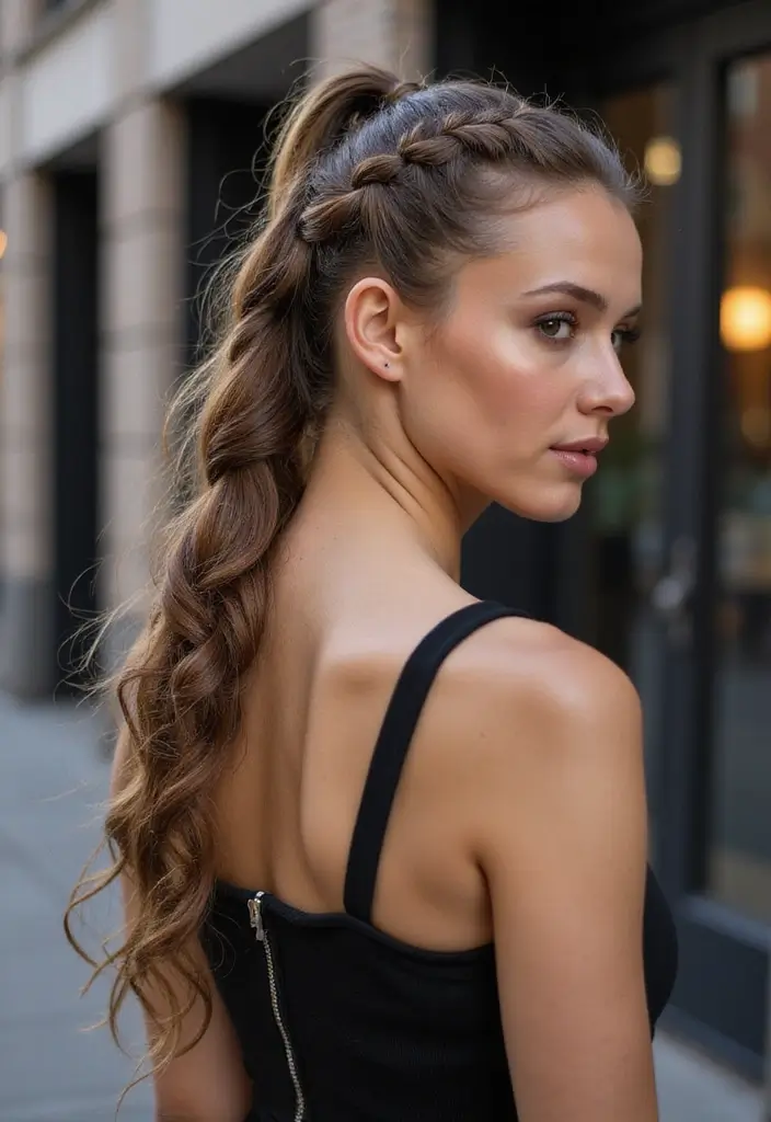 28 Chic Ponytail Ideas for Eco-Conscious Fashionistas - 22. Twisted Braid Ponytail