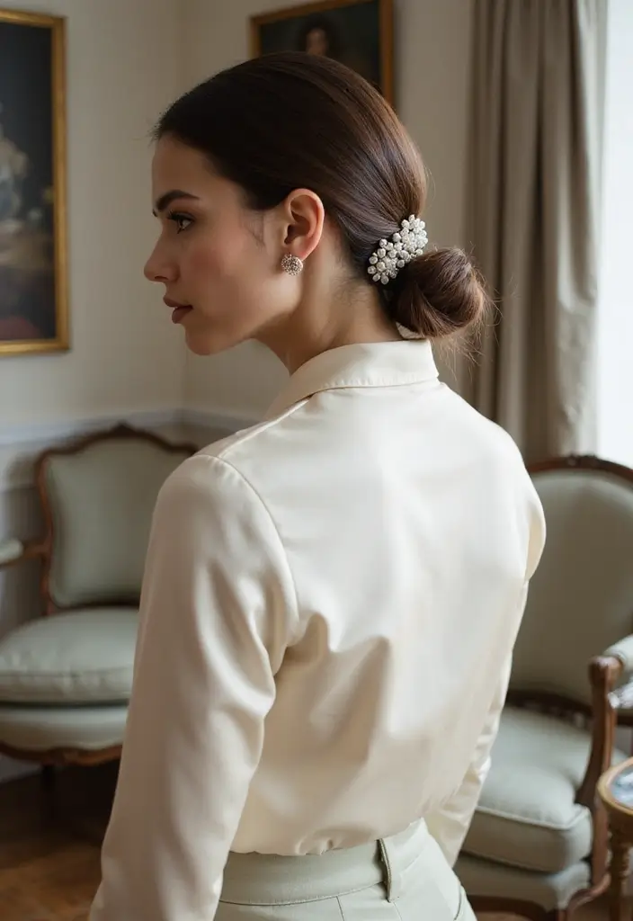 28 Chic Ponytail Ideas for Eco-Conscious Fashionistas - 8. Elegant Low Chignon Ponytail
