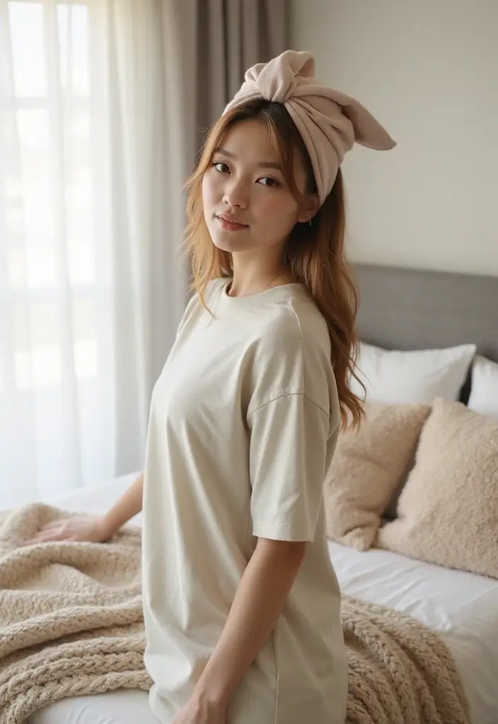 28 Easy Hairstyles to Sleep In Without Messing Up Your Hair - 17. Curls in a T-Shirt