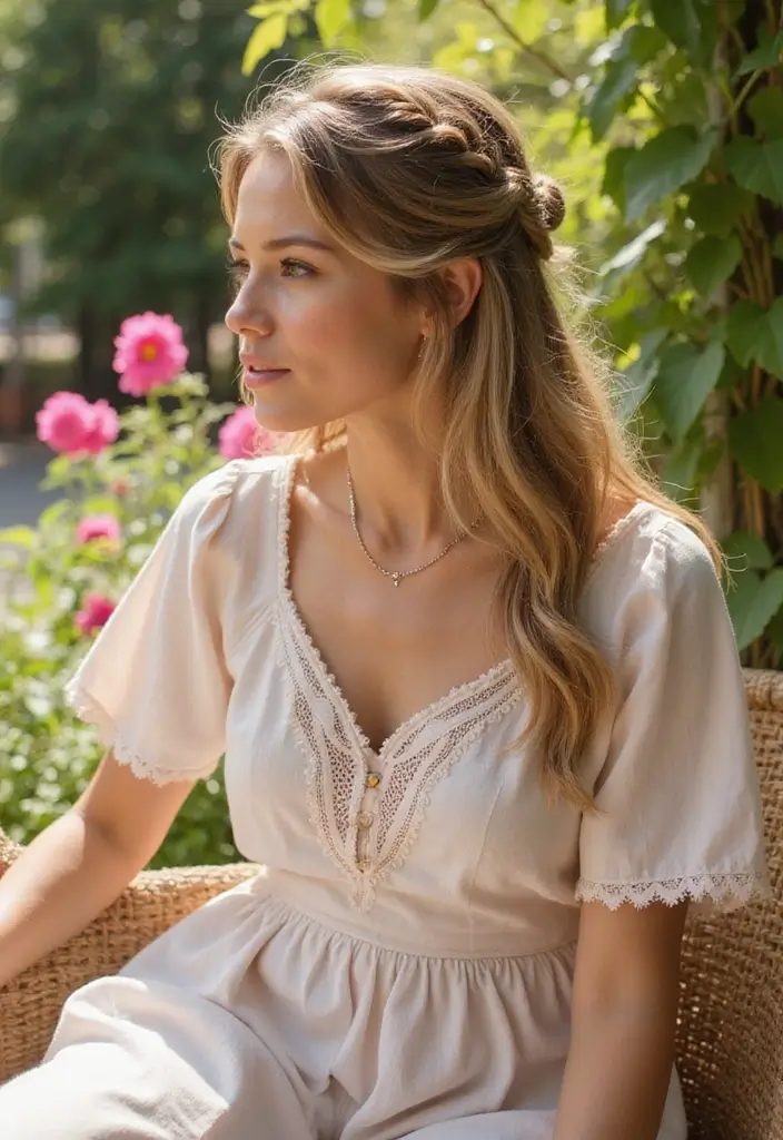 28 Hairstyles for Thin Hair Medium That Are Stylish - 26. Twisted Half-Updo