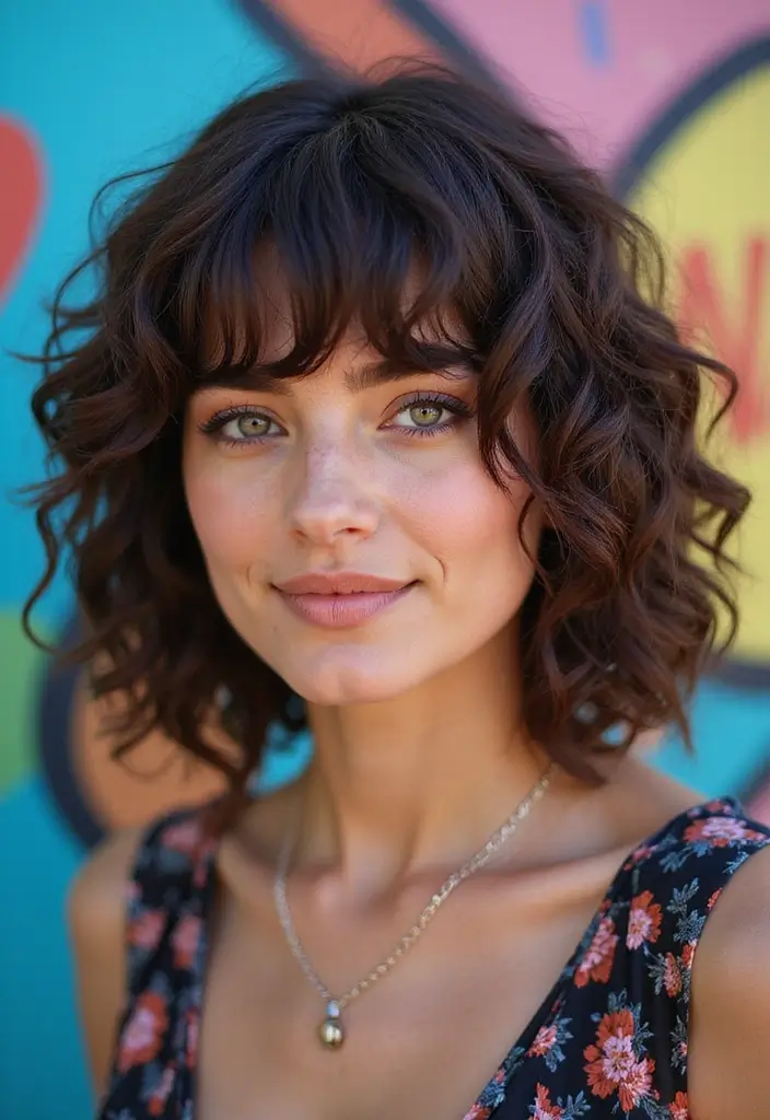 28 Hairstyles for Thin Hair Medium That Are Stylish - 7. Curly Bangs