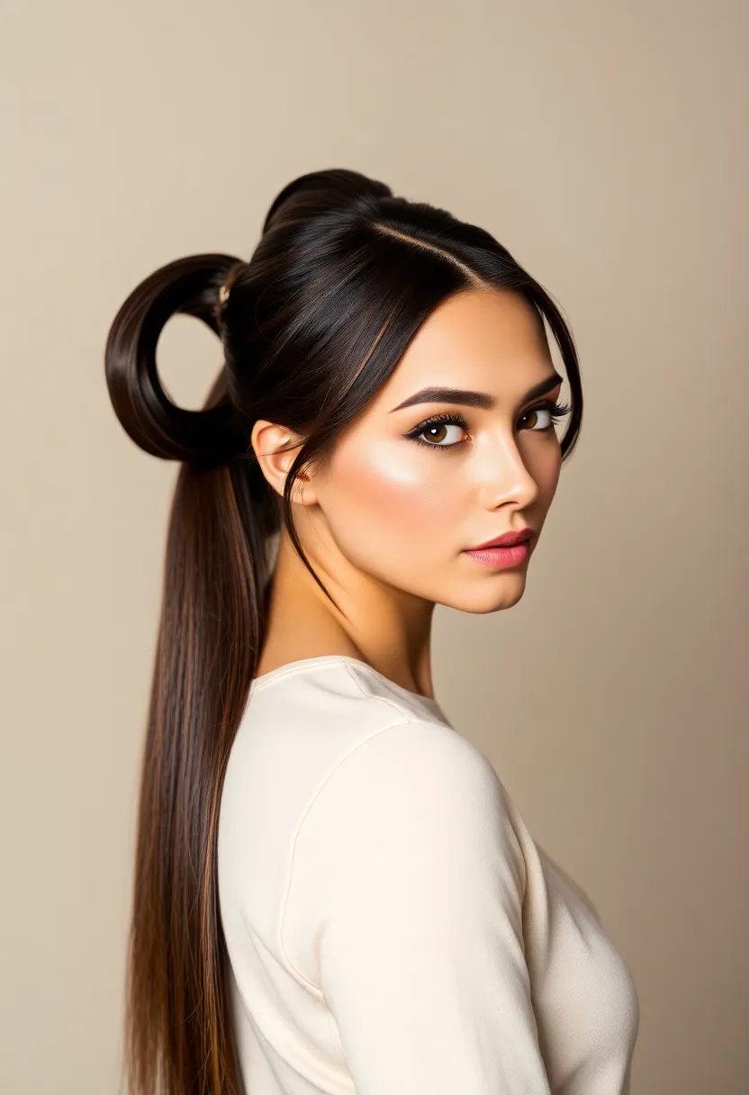 28 Medium Length Ponytail Hairstyles That Are Chic - 24. Infinity Loop Ponytail