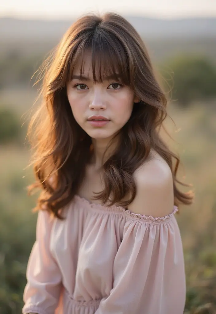 29 Feathered Haircuts for Medium Length Hair That Flatter - 14. Long Feathered Bangs