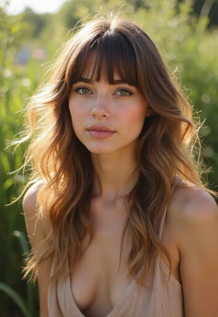 29 Feathered Haircuts for Medium Length Hair That Flatter - 5. Curtain Bangs with Feathered Layers