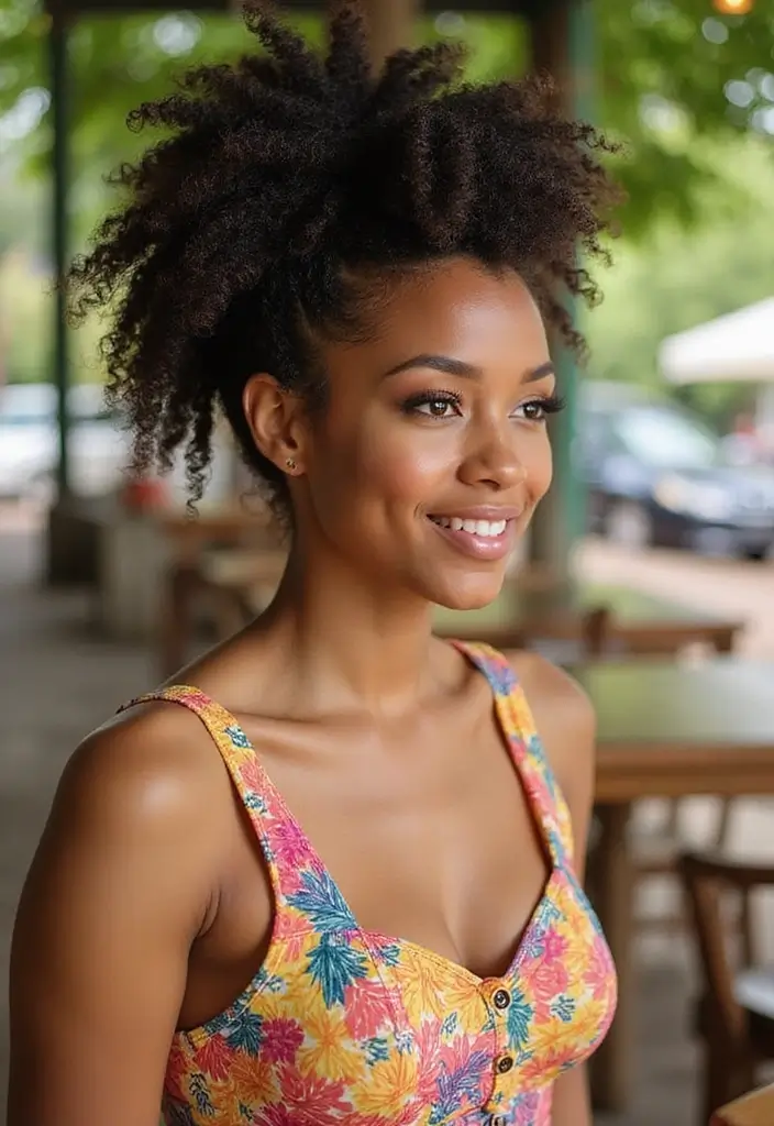 29 Hair Styles Natural to Celebrate Your Roots - 8. Pineapple Updo