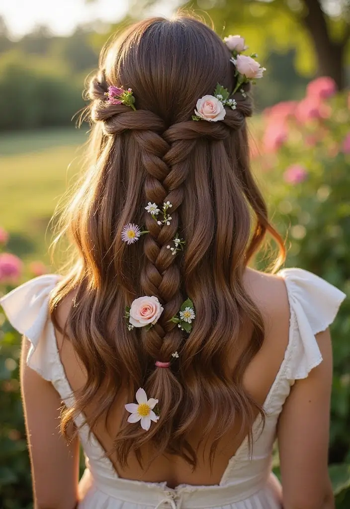 29 Hair Styles for Medium Hair That Are Trendy - 15. Floral Accents
