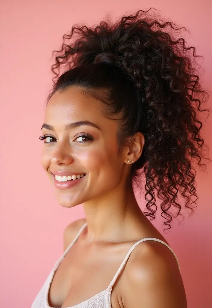 29 Hair Styles for Medium Hair That Are Trendy - 20. Curly Ponytail