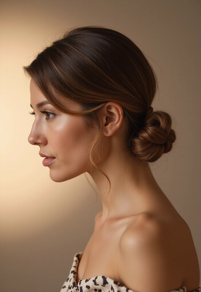29 Hair Styles for Round Faces to Flatter Your Features - 15. The Twisted Low Bun