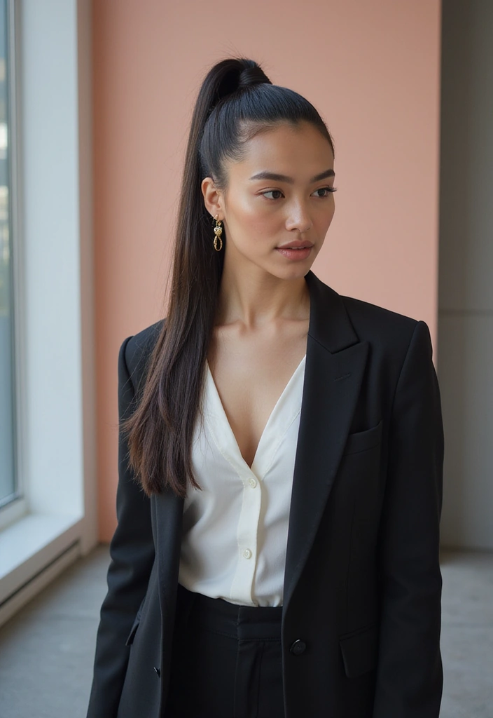 29 Hair Styles for Round Faces to Flatter Your Features - 23. The Sleek High Ponytail