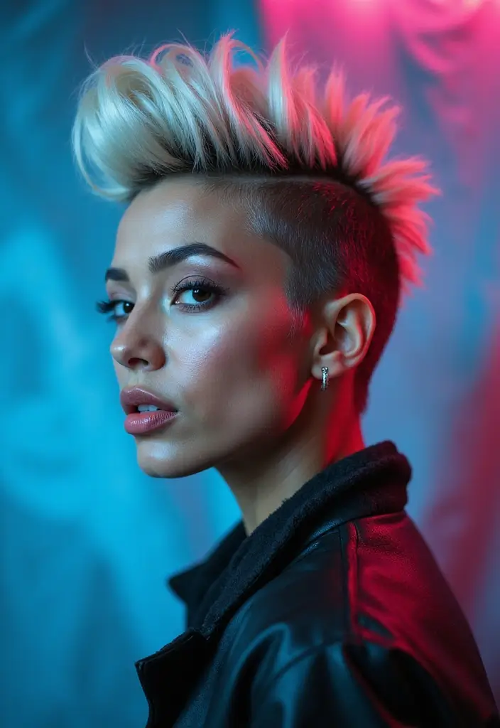 29 Hair Styles for Round Faces to Flatter Your Features - 28. The Bold Faux Hawk