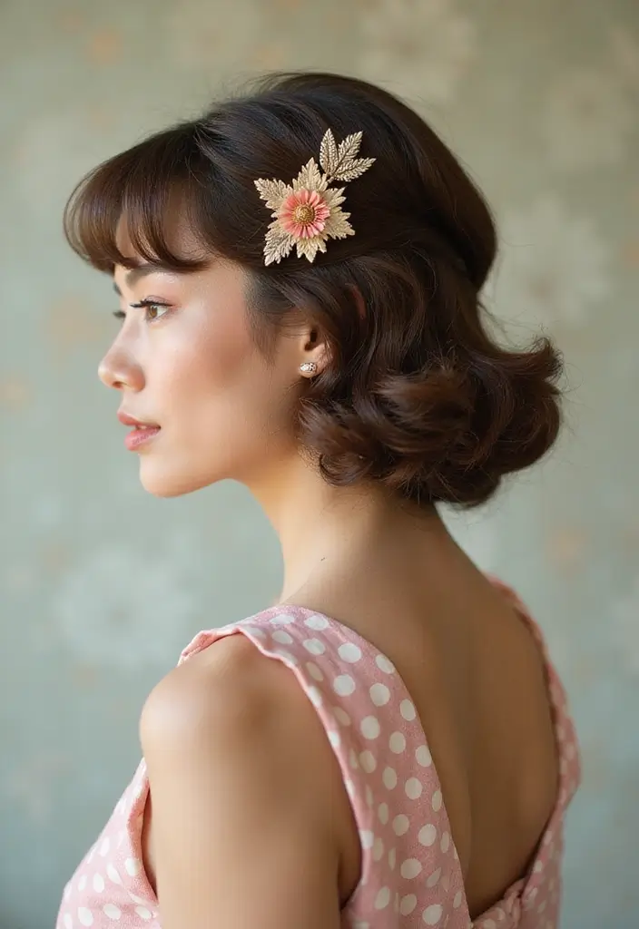 29 Hair Styles for Round Faces to Flatter Your Features - 3. The Half-Up, Half-Down Retro Style