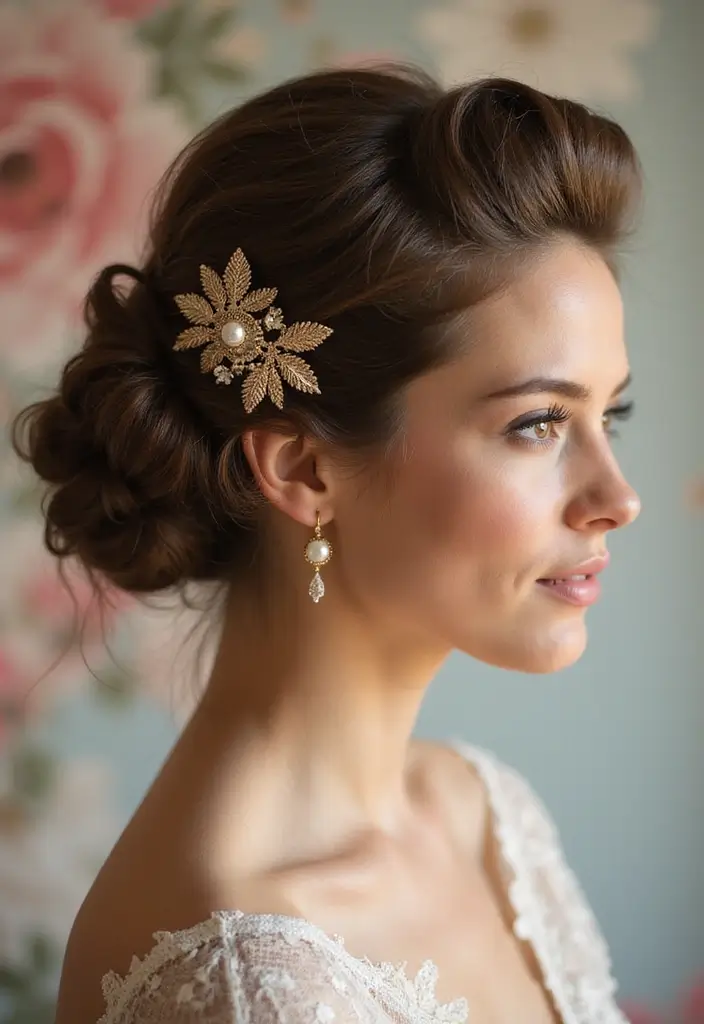 29 Hair Styles for Round Faces to Flatter Your Features - 4. The Vintage Updo