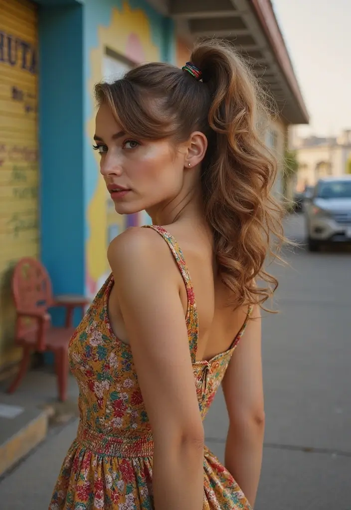 29 Hair Styles for Round Faces to Flatter Your Features - 8. The Retro Ponytail