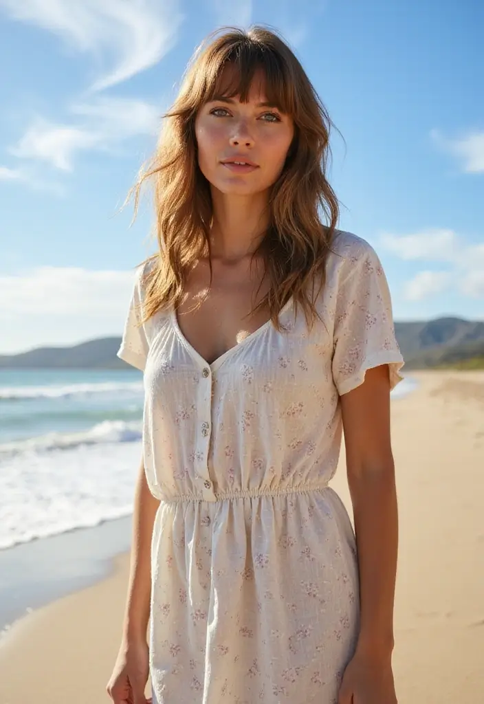 29 Hairstyles with Bangs That Frame Your Face Perfectly - 10. Beachy Bangs