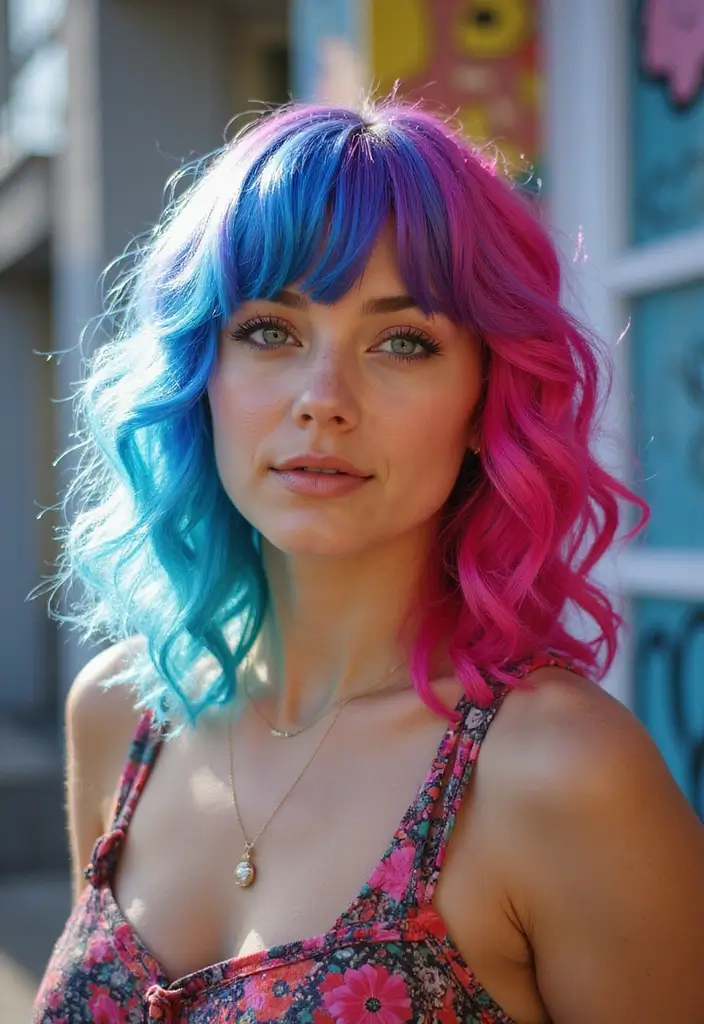 29 Hairstyles with Bangs That Frame Your Face Perfectly - 23. Funky Bangs with Curly Hair