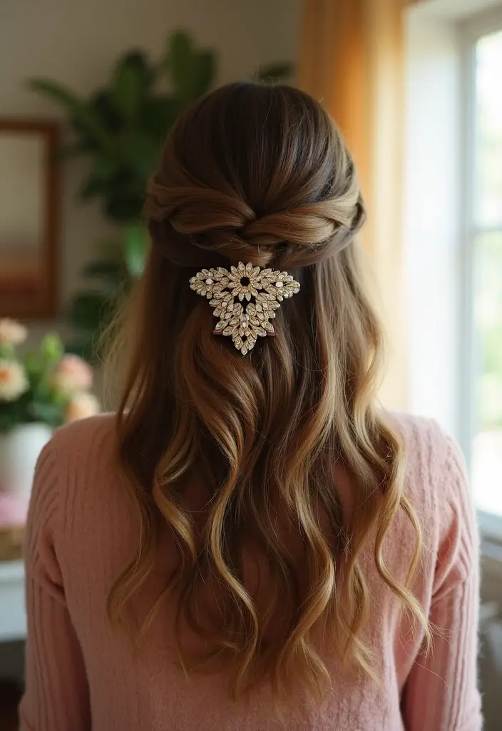 29 Must-Try Hairstyles with Clips for a Quick Glam - 1. Chic Half-Up Twist