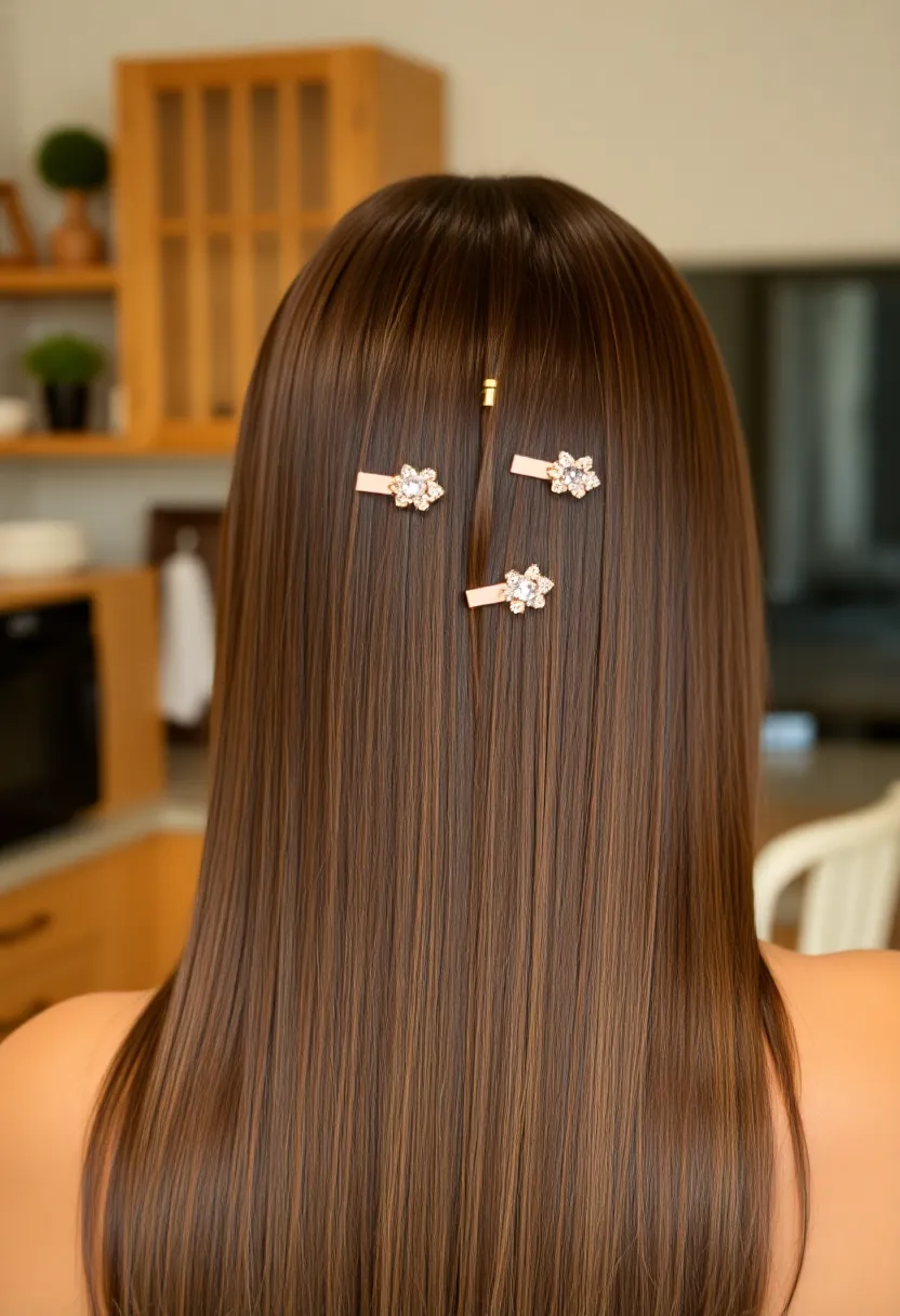 29 Must-Try Hairstyles with Clips for a Quick Glam - 19. Dainty Hair Clips with Straight Hair