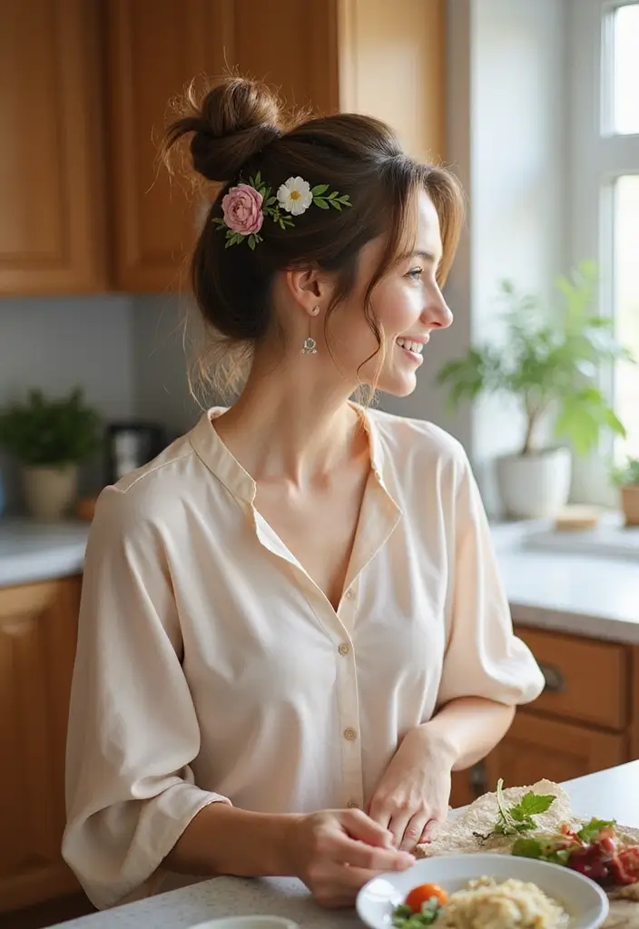 29 Must-Try Hairstyles with Clips for a Quick Glam - 2. Effortless Bun with Decorative Clips