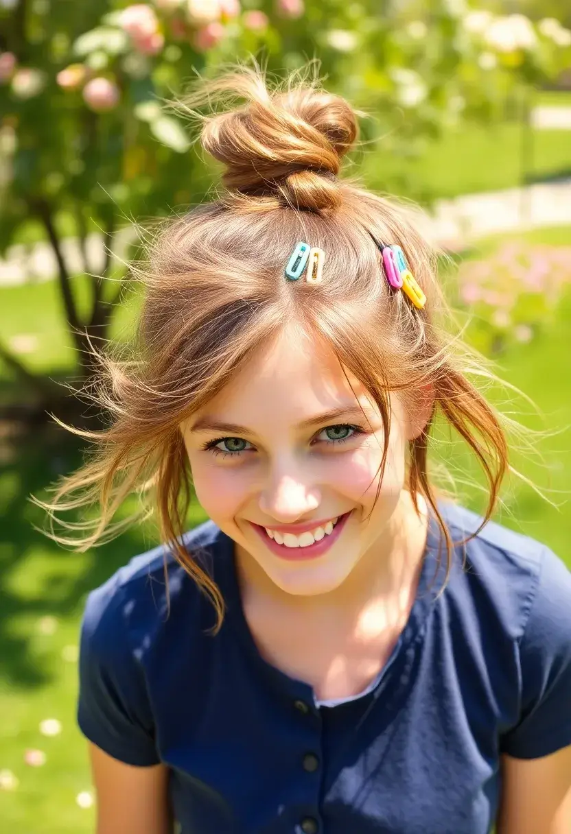 29 Must-Try Hairstyles with Clips for a Quick Glam - 5. Playful Top Knot