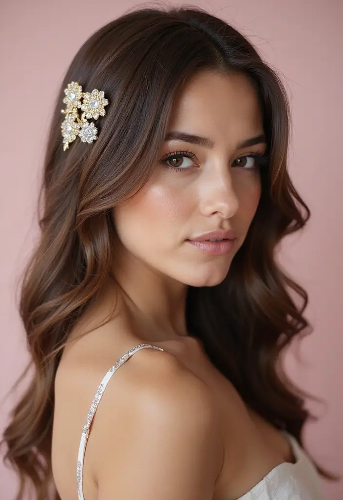 29 Sleek and Modern Straight Hairstyles for the Professional Setting - 14. Smooth Straight Hair with Decorative Pins