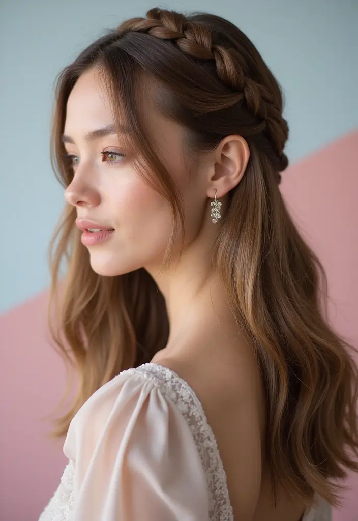 29 Sleek and Modern Straight Hairstyles for the Professional Setting - 15. Straight Hair with a Braided Accent