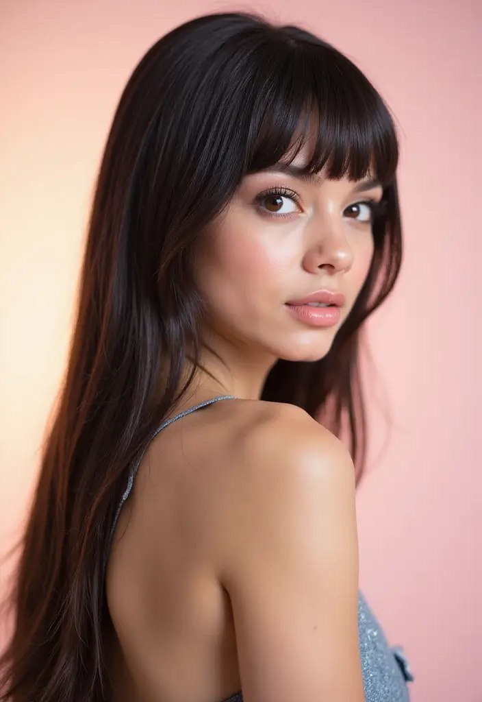 29 Sleek and Modern Straight Hairstyles for the Professional Setting - 7. Straight Hair with Side Bangs