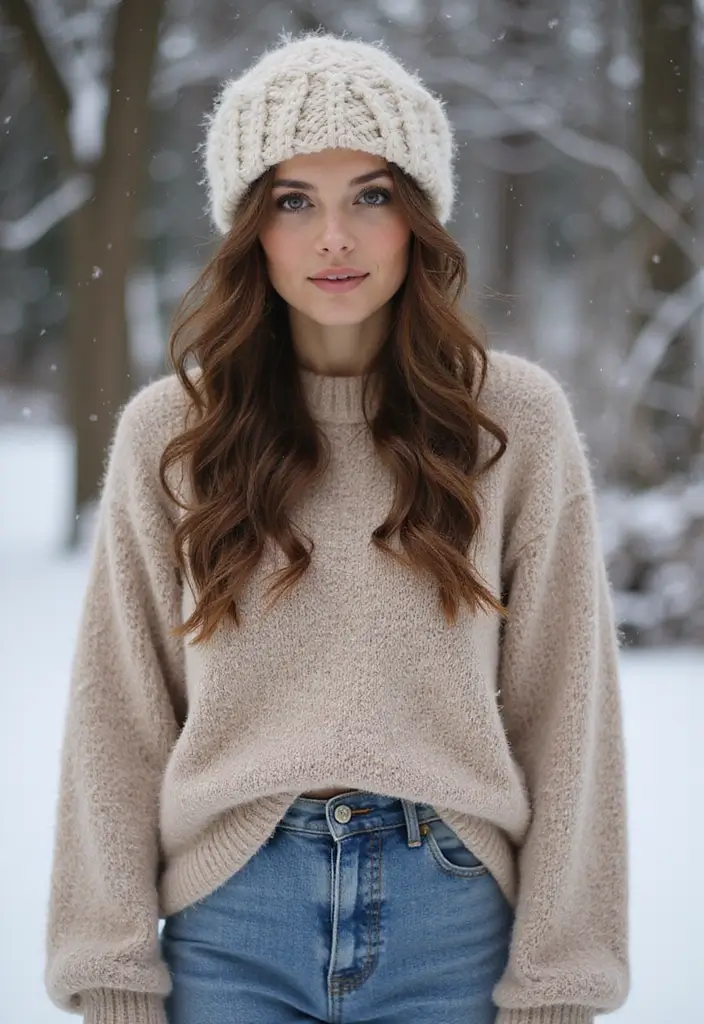 29 Winter Hairstyles for Short Hair That Keep You Warm - 12. Beach Waves with Knitted Headband