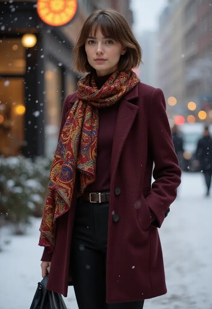 29 Winter Hairstyles for Short Hair That Keep You Warm - 2. Sleek Bob with a Scarf