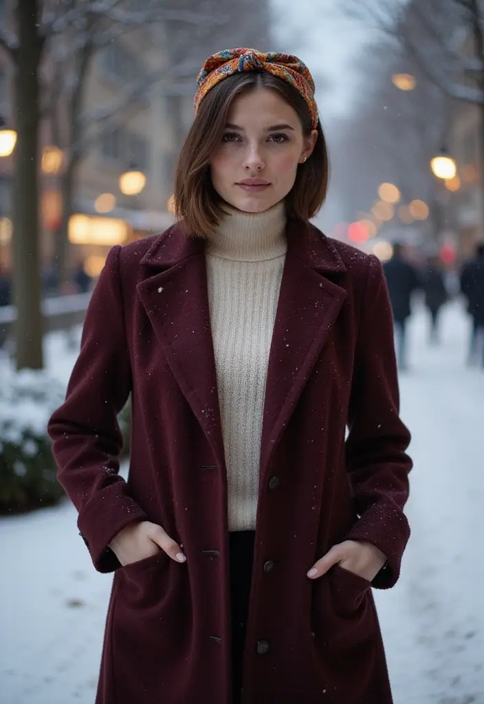 29 Winter Hairstyles for Short Hair That Keep You Warm - 27. Simple Bob with a Colorful Headband