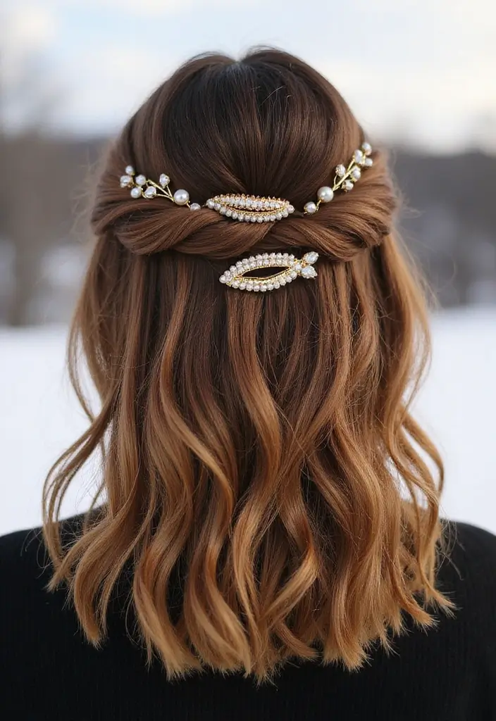 29 Winter Hairstyles for Short Hair That Keep You Warm - 5. Textured Lob with Clips