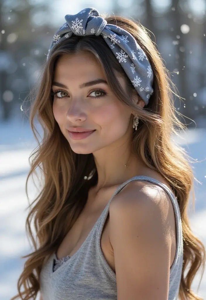 29 Winter Hairstyles for Short Hair That Keep You Warm - 7. Half-Up, Half-Down with Winter Accessories