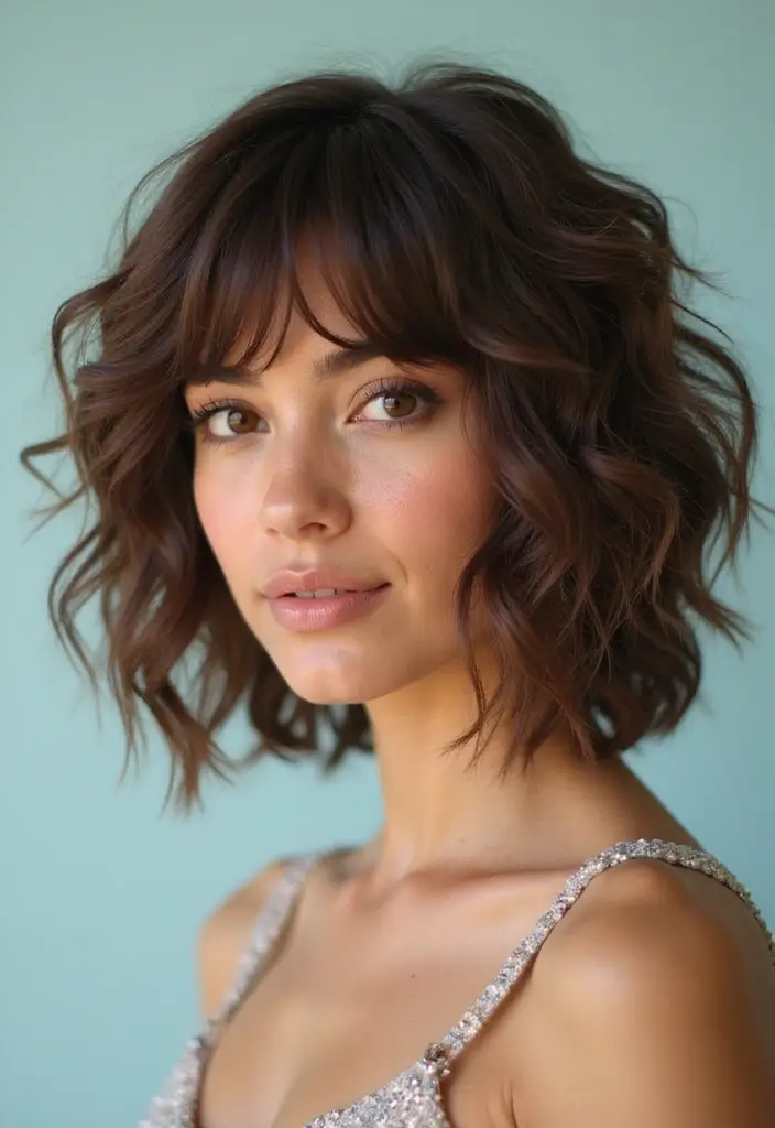 29 Wolf Cut with Curtain Bangs for a Bold Look - 1. Textured Layers Galore