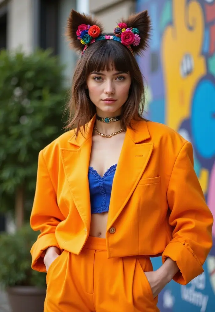 29 Wolf Cut with Curtain Bangs for a Bold Look - 11. Bold Accessories to Boost Your Look