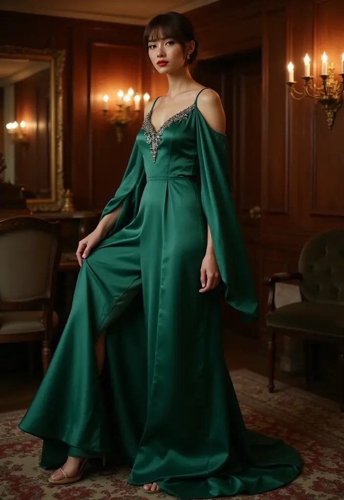 29 Wolf Cut with Curtain Bangs for a Bold Look - 17. Glamorous Evening Styles