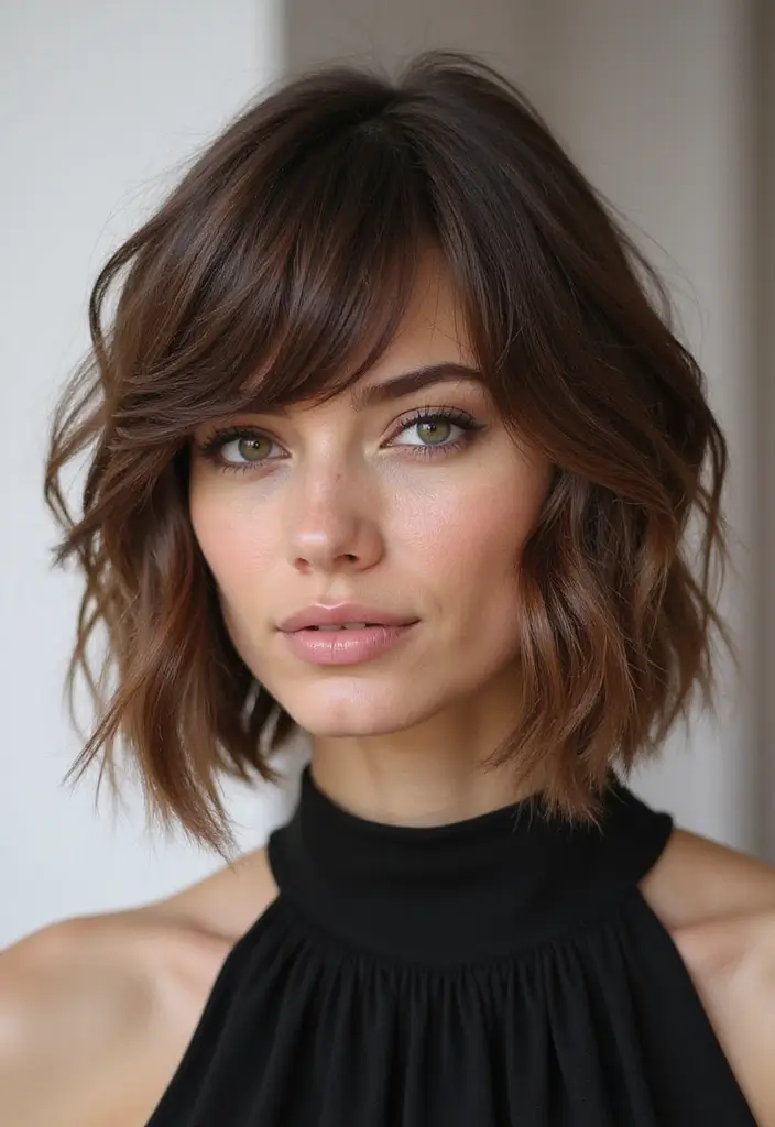 29 Wolf Cut with Curtain Bangs for a Bold Look - 23. The Versatile Hair Part
