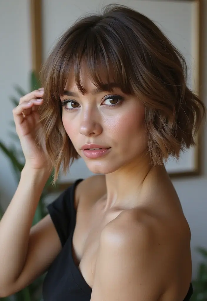 29 Wolf Cut with Curtain Bangs for a Bold Look - 24. Styling for Different Face Shapes