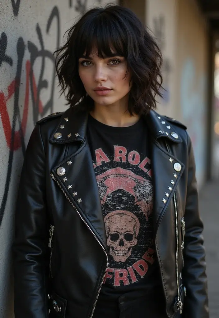 29 Wolf Cut with Curtain Bangs for a Bold Look - 4. Edgy Shag with a Twist