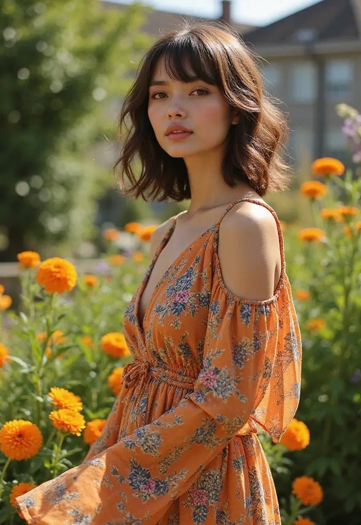 29 Wolf Cut with Curtain Bangs for a Bold Look - 7. Half-Up, Half-Down Styles