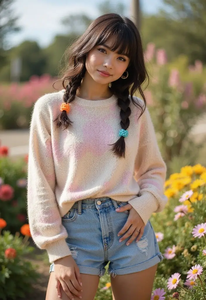29 Wolf Cut with Curtain Bangs for a Bold Look - 9. Playful Braids and Twists