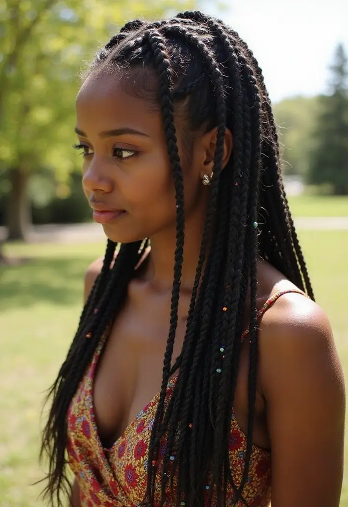 30 Braided Cornrow Hairstyles That Are Trending Now - 1. Goddess Braids with Beads