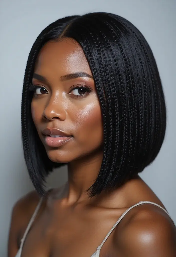 30 Braided Cornrow Hairstyles That Are Trending Now - 11. Sleek Cornrow Bob