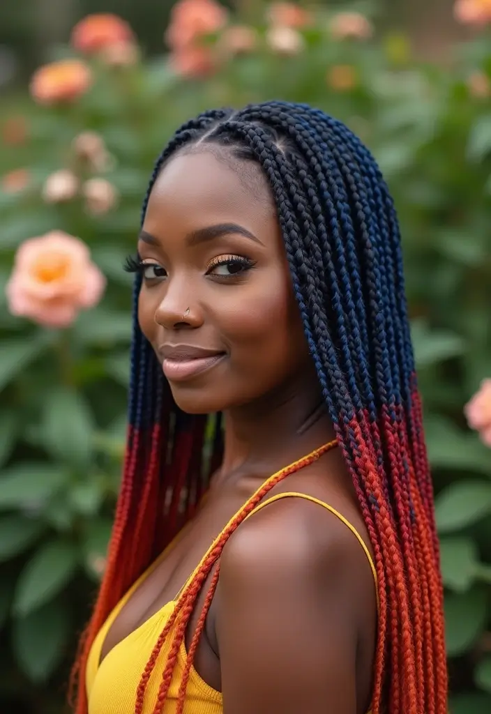 30 Braided Cornrow Hairstyles That Are Trending Now - 15. Accented Box Braids